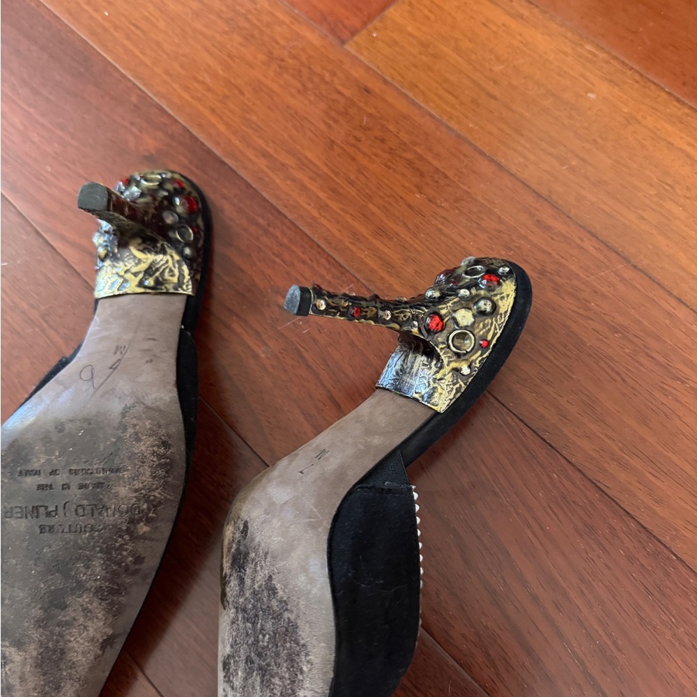 Donald J. Pliner Black Suede Pointed Slip-On Mules - Picture 4 of 4